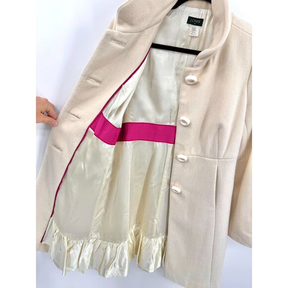 J. CREW Classic Long Cream Beige Wool Peacoat Size 4 - Picture 7 of 10